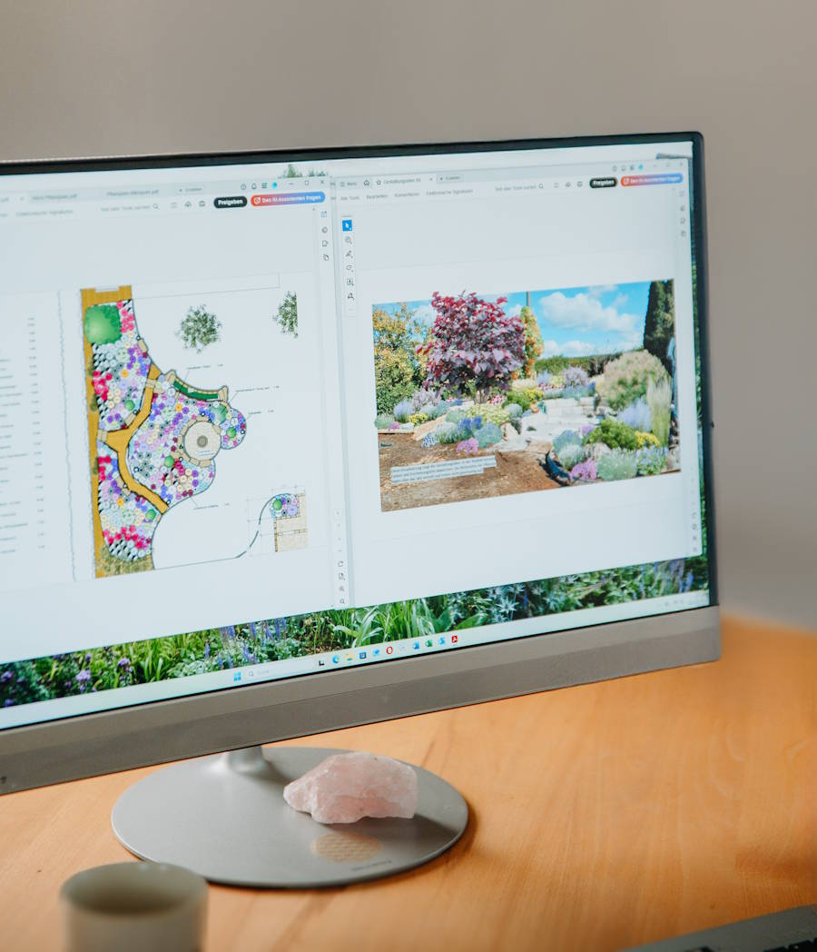 Digitale Gartenplanung mit Entwurf und Pflanzkonzept am Bildschirm